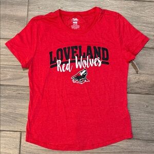 NWT Loveland Red Wolves Graphic Tee Sz small